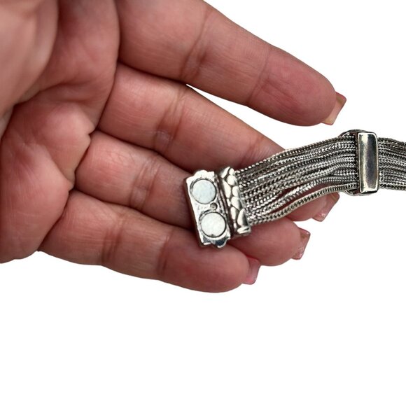 Vintage Silver & Black Stone Bracelet - Picture 6 of 8